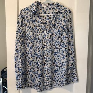 Express Portofino blue flower blouse
